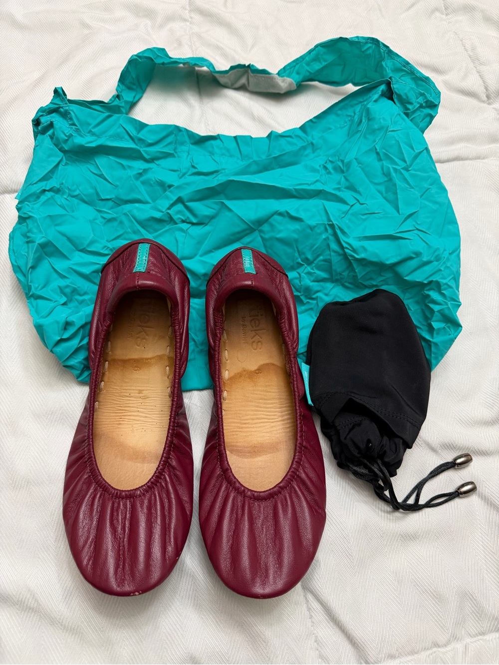Tieks Women's Burgundy Leather Foldable Ballet Flats